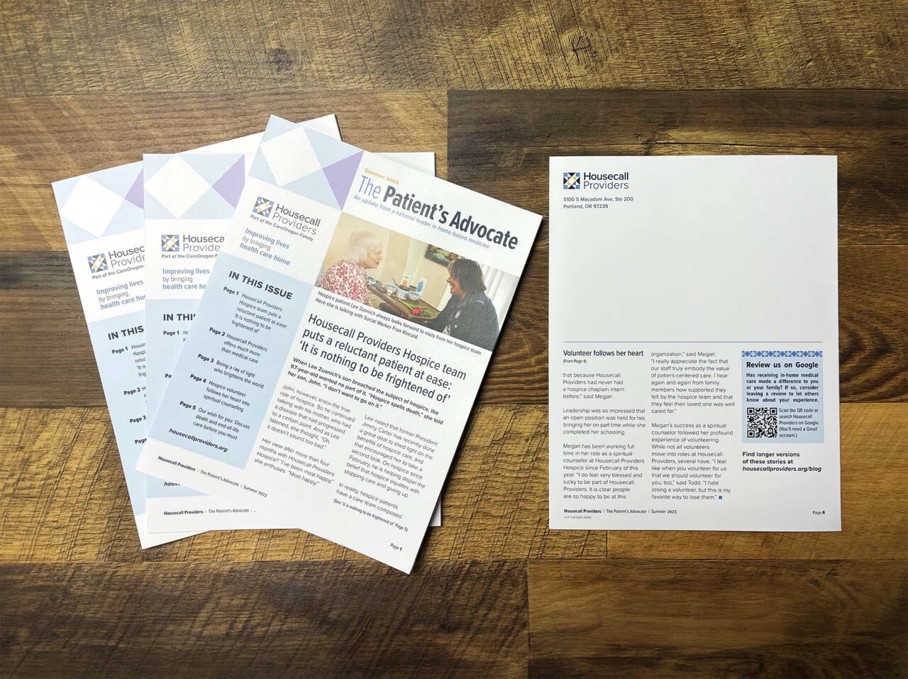 Example of Morel's print and direct mail capabilities, showing a custom branded newsletter