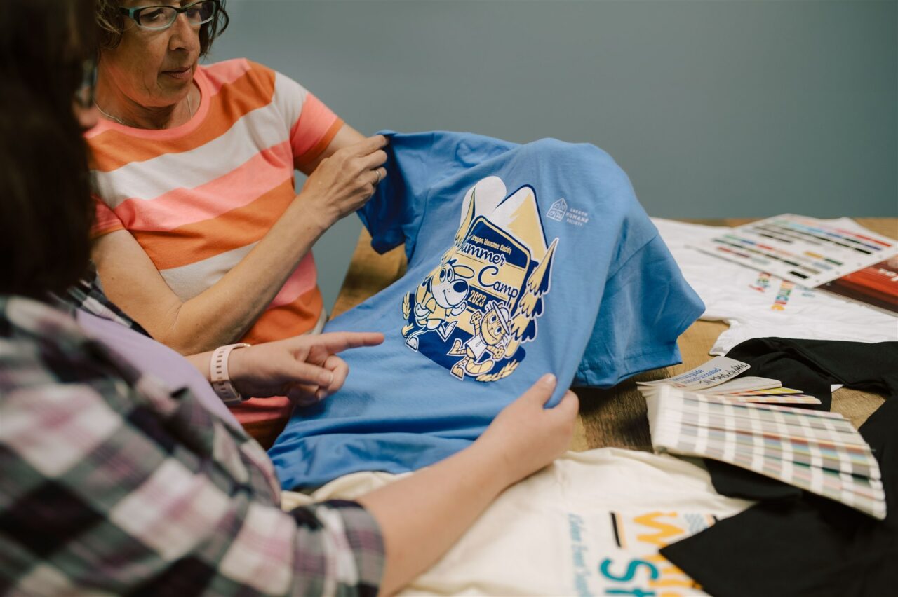 Example of Morel's apparel capabilities, showing a shirt for a volunteer event