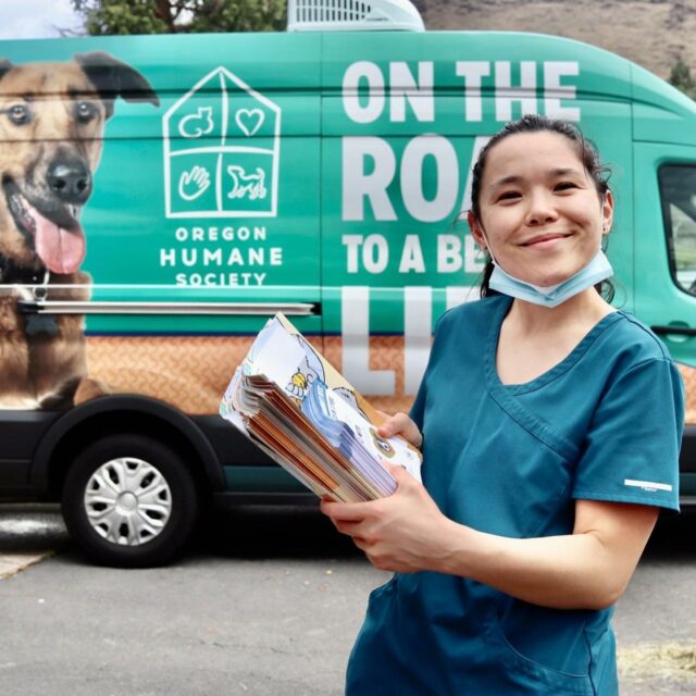 An example of Morel's wide format printing capabilities, showing a custom branded van wrap for their client, Oregon Humane Society