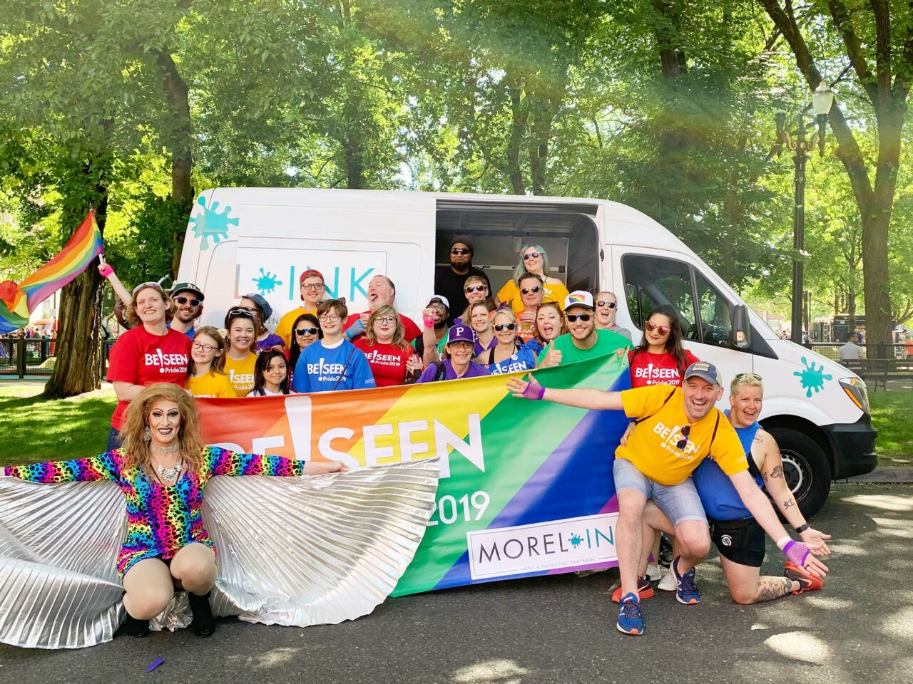 The Morel Ink team poses for the Pride Parade